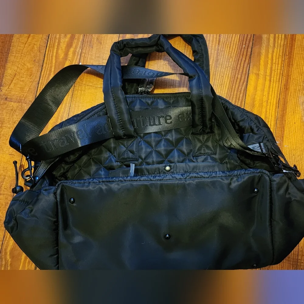 Samantha Brown Black Quilted Weekender Tote NWT